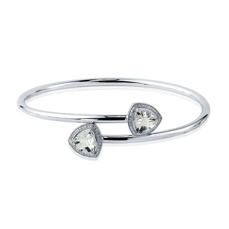 Auriya 3 3/4ct Trillion-Cut White Topaz Gold over Silver Bangle Bracelet with Diamond Accents sold by Zulily