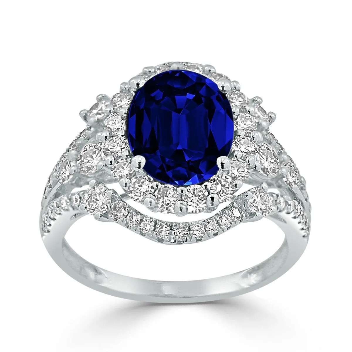 Auriya 18k Gold 3 1/4ct Oval Sapphire Halo Diamond Engagement Ring 1 1/5ct TDW sold by Zulily product image thumbnail 3