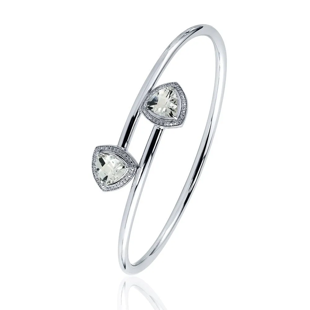 Auriya 3 3/4ct Trillion-Cut White Topaz Gold over Silver Bangle Bracelet with Diamond Accents sold by Zulily product image thumbnail 4