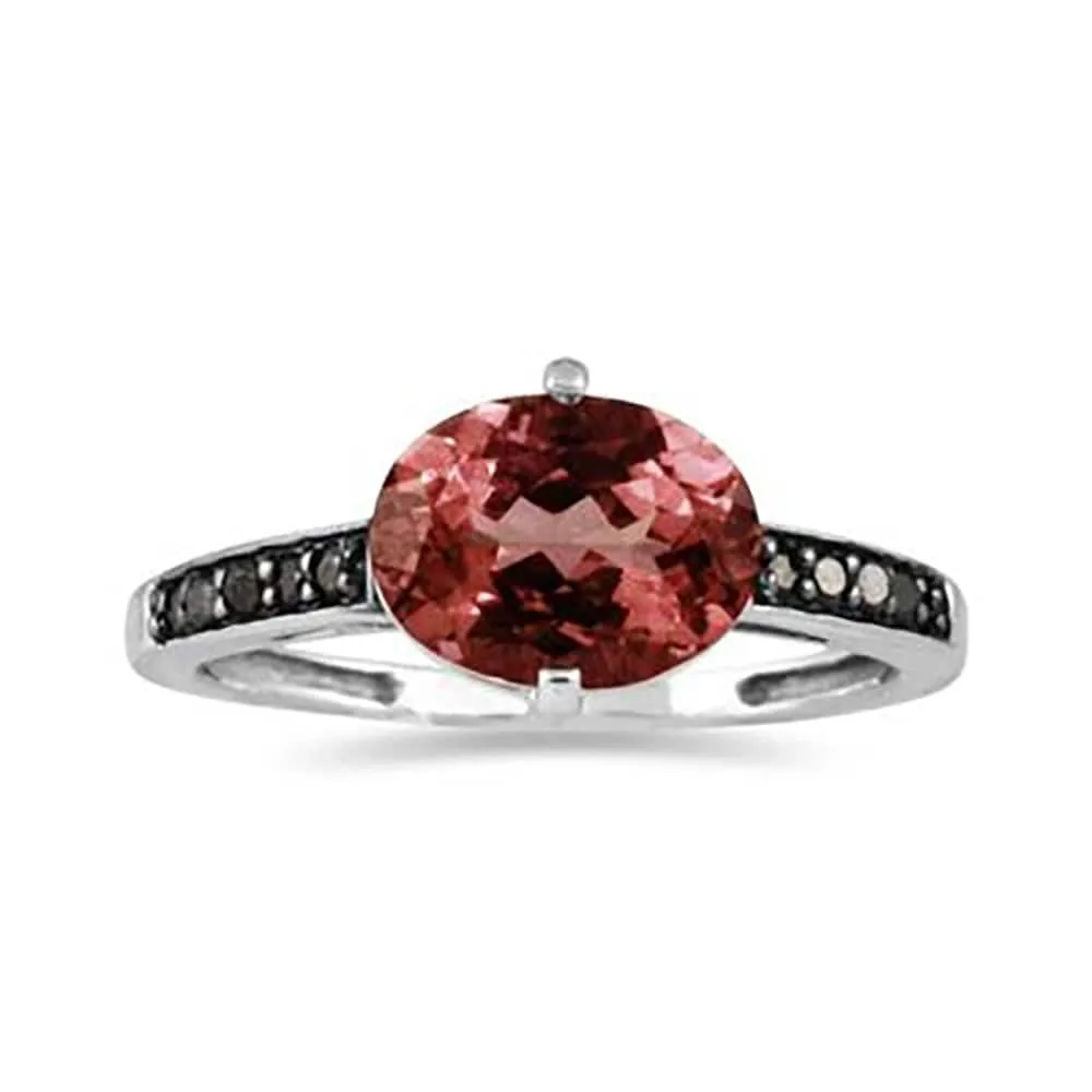 Garnet and Black Diamond Ring in 10K White Gold sold by Zulily