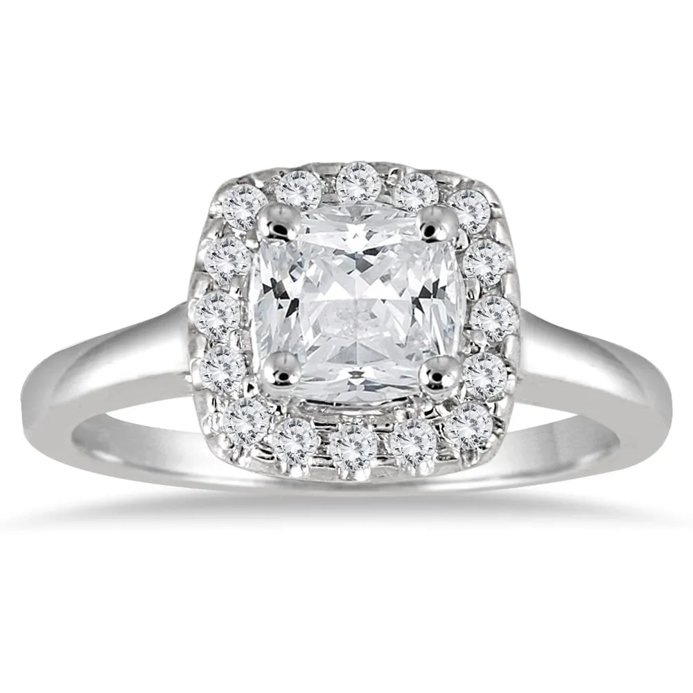 1 1/3 Carat Diamond Cushion Cut Engagement Ring in 14K White Gold sold by Zulily