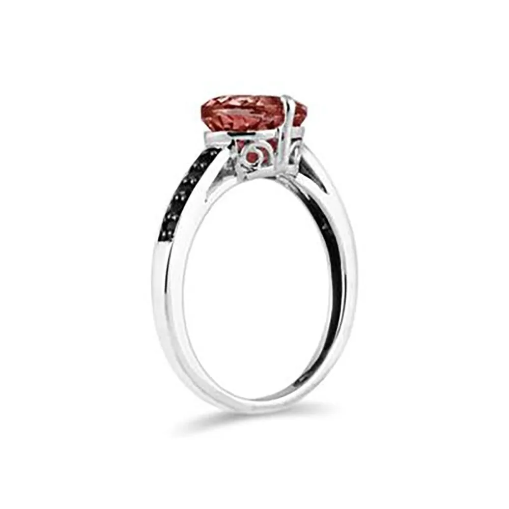 Garnet and Black Diamond Ring in 10K White Gold sold by Zulily product image thumbnail 2