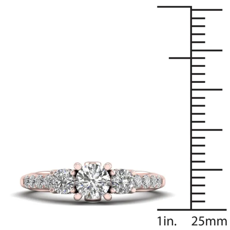 De Couer 1ct TDW Diamond Three-Stone Anniversary Ring (H-I, I2) - Pink sold by Zulily