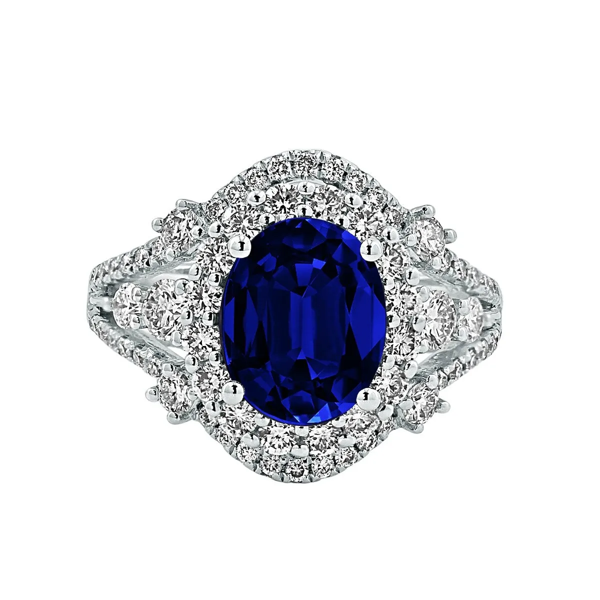 Auriya 18k Gold 3 1/4ct Oval Sapphire Halo Diamond Engagement Ring 1 1/5ct TDW sold by Zulily product image thumbnail 2