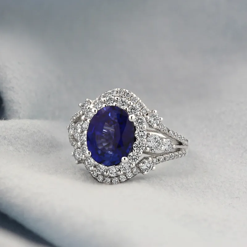 Auriya 18k Gold 3 1/4ct Oval Sapphire Halo Diamond Engagement Ring 1 1/5ct TDW sold by Zulily