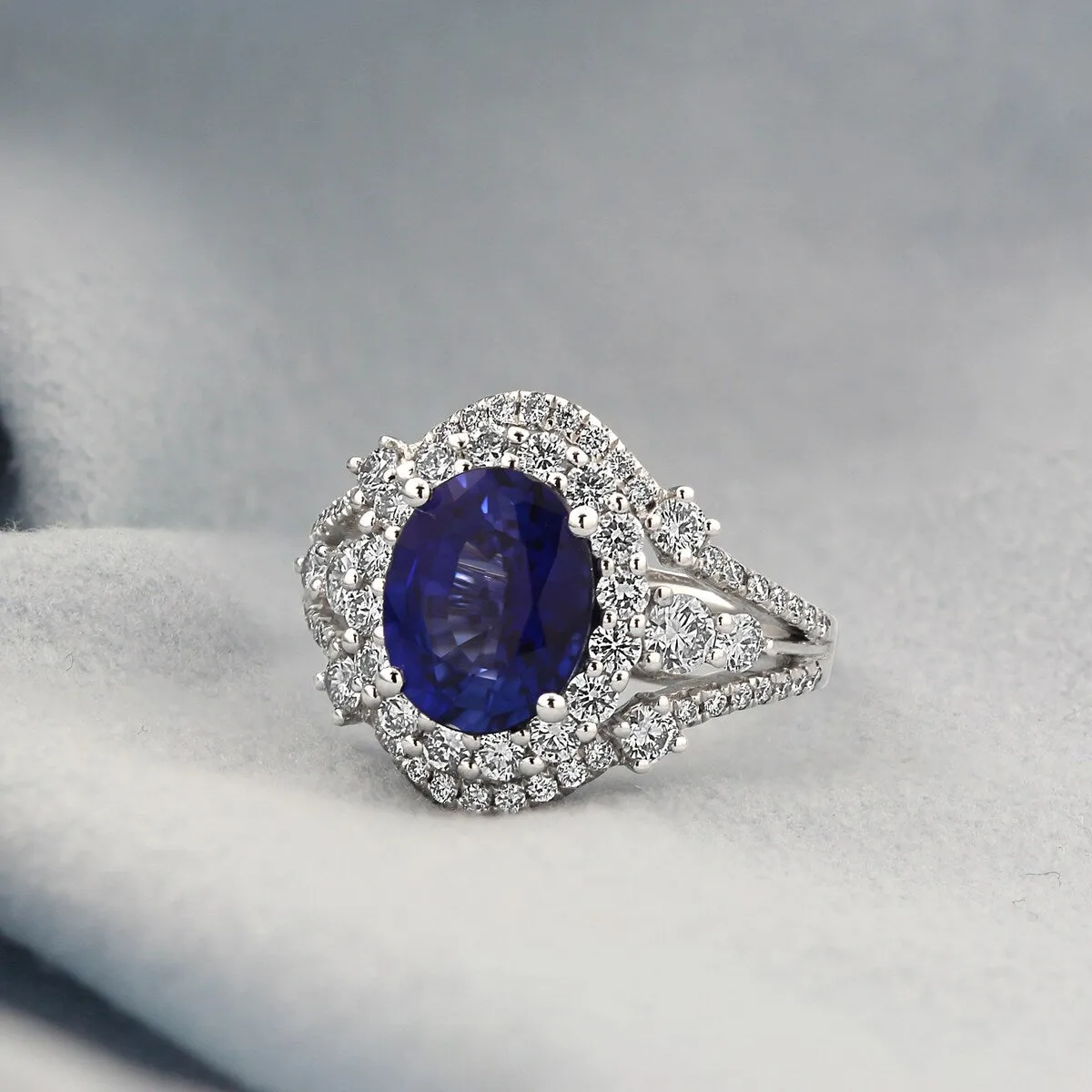 Auriya 18k Gold 3 1/4ct Oval Sapphire Halo Diamond Engagement Ring 1 1/5ct TDW sold by Zulily