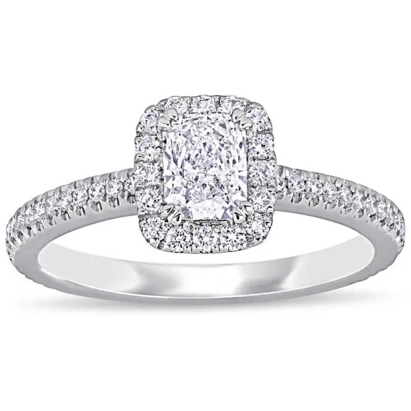 Miadora 14k White Gold 7/8ct TDW Diamond Halo Engagement Ring sold by Zulily