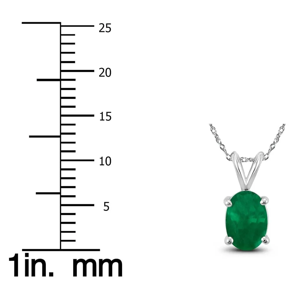 14K White Gold 5x3MM Oval Emerald Pendant sold by Zulily product image thumbnail 2