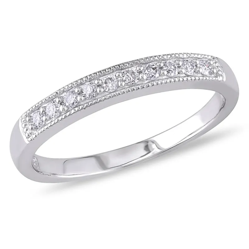 Miadora 10k White Gold 1/10ct TDW Diamond Wedding Band (H-I, I2-I3) sold by Zulily