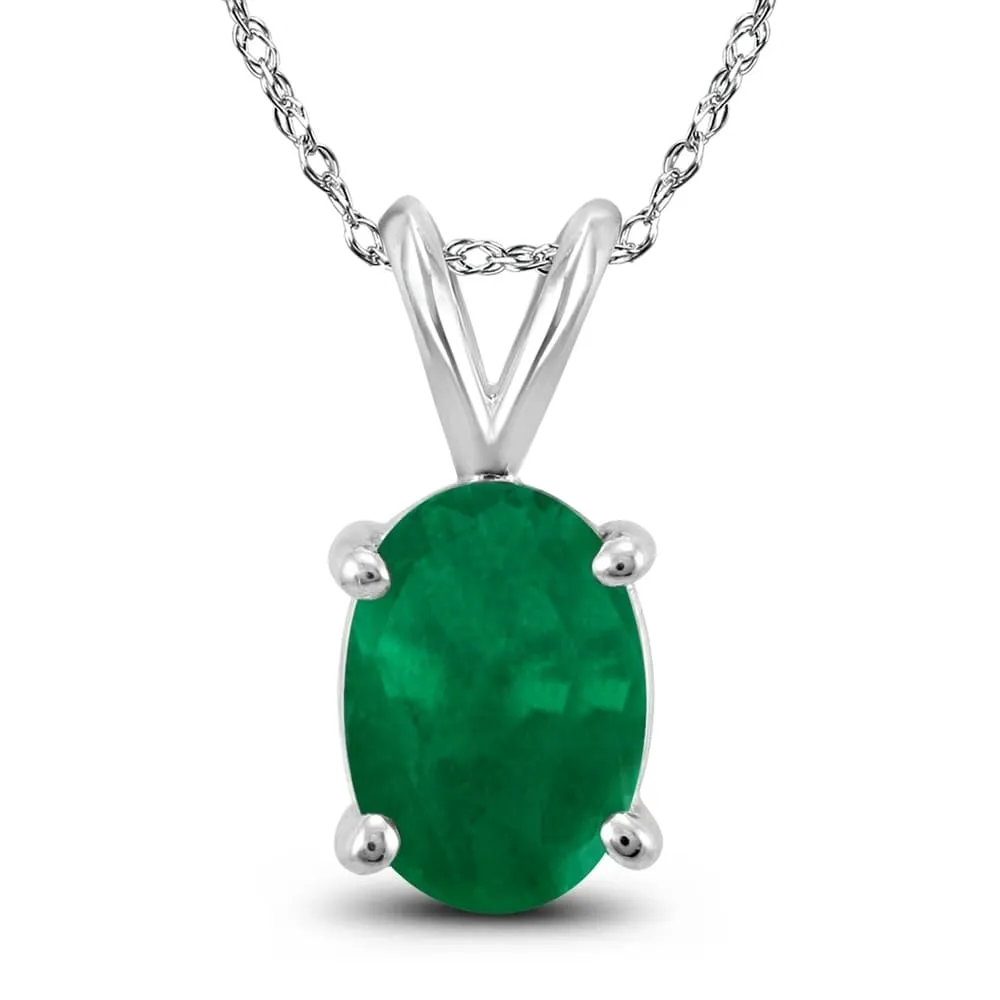 14K White Gold 5x3MM Oval Emerald Pendant sold by Zulily product image thumbnail 3