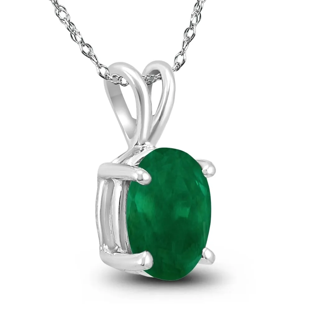 14K White Gold 5x3MM Oval Emerald Pendant sold by Zulily