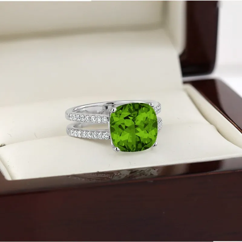Auriya Modern 5ct Cushion-cut Peridot and Diamond Engagement Ring 1/4cttw 14k Gold sold by Zulily