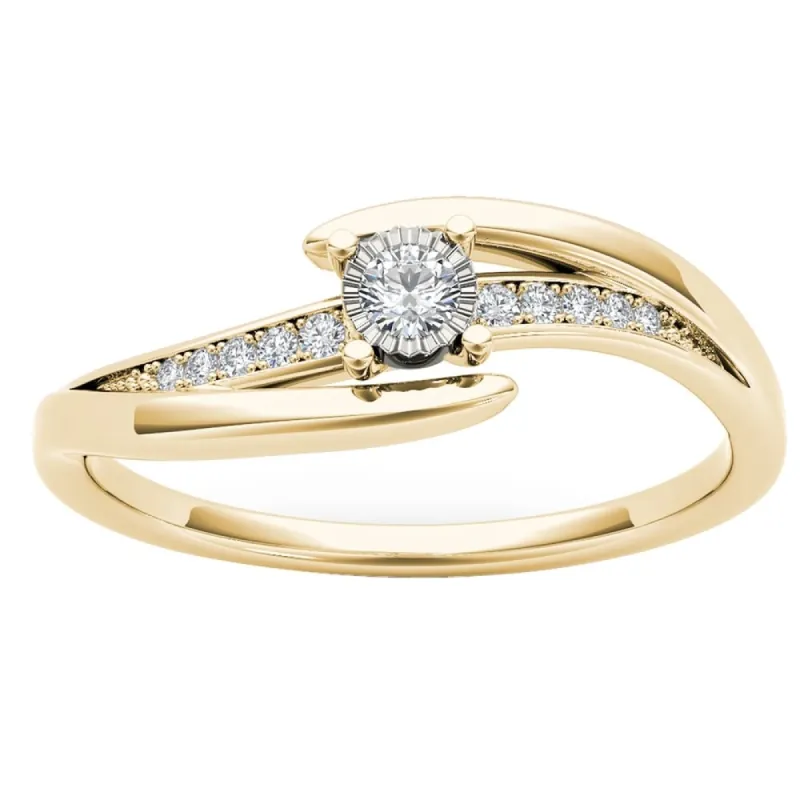 De Couer 10k Yellow Gold 1/10ct TDW Diamond Classic Bypass Engagement Ring sold by Zulily