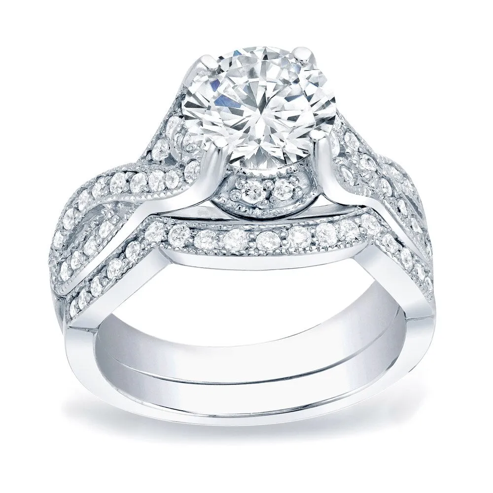 Auriya Platinum 1 1/2ctw Vintage Round Diamond Engagement Ring Set sold by Zulily