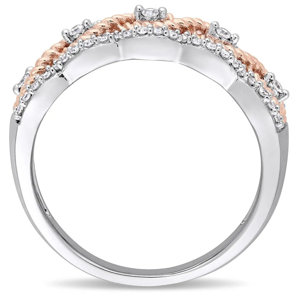 Miadora Signature Collection 2-Tone 10k Rose and White Gold 1/4ct TDW Diamond Infinity Anniversary Band sold by Zulily product image thumbnail 5
