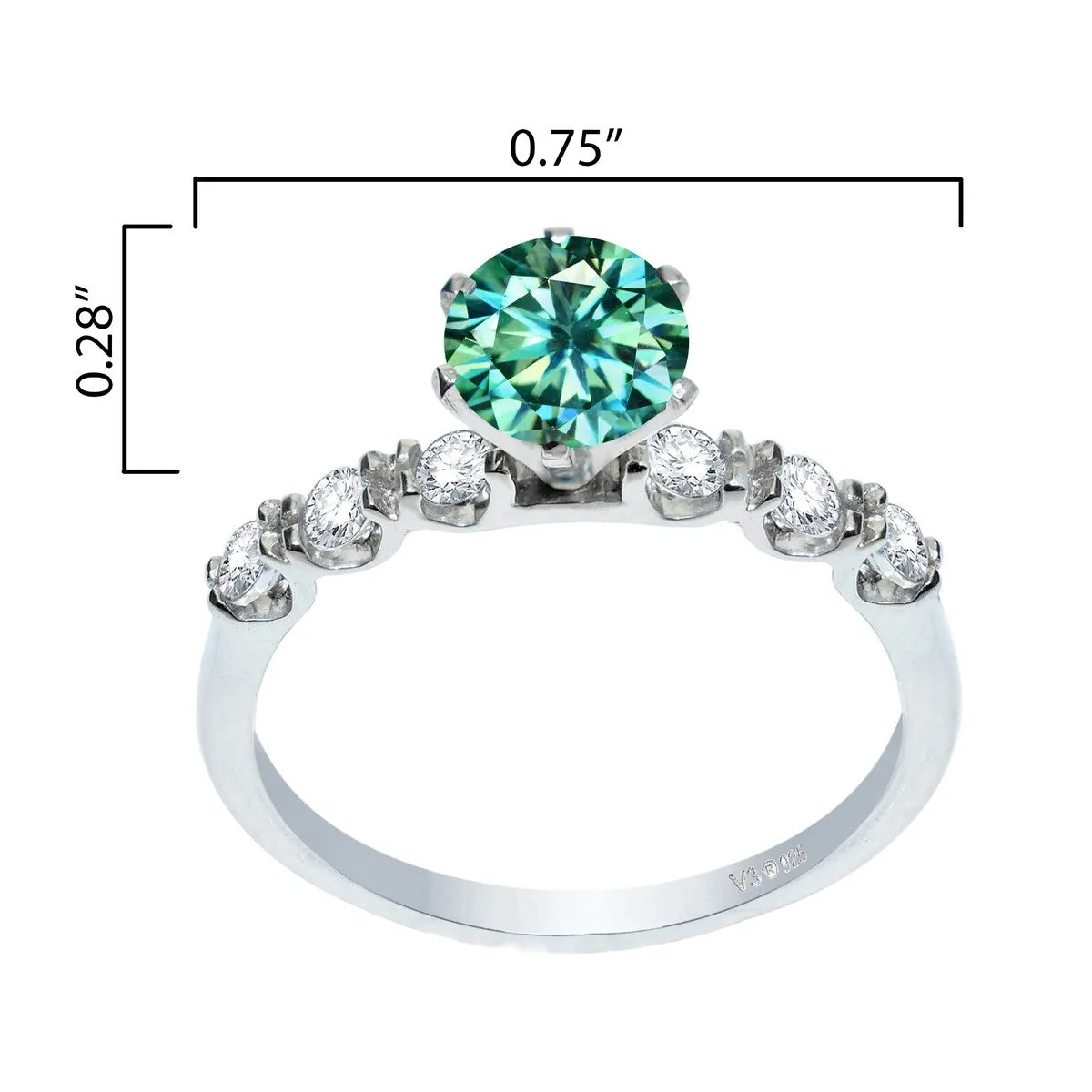 Sterling Silver with Green Moissanite and White Topaz Engagement Ring sold by Zulily product image thumbnail 3