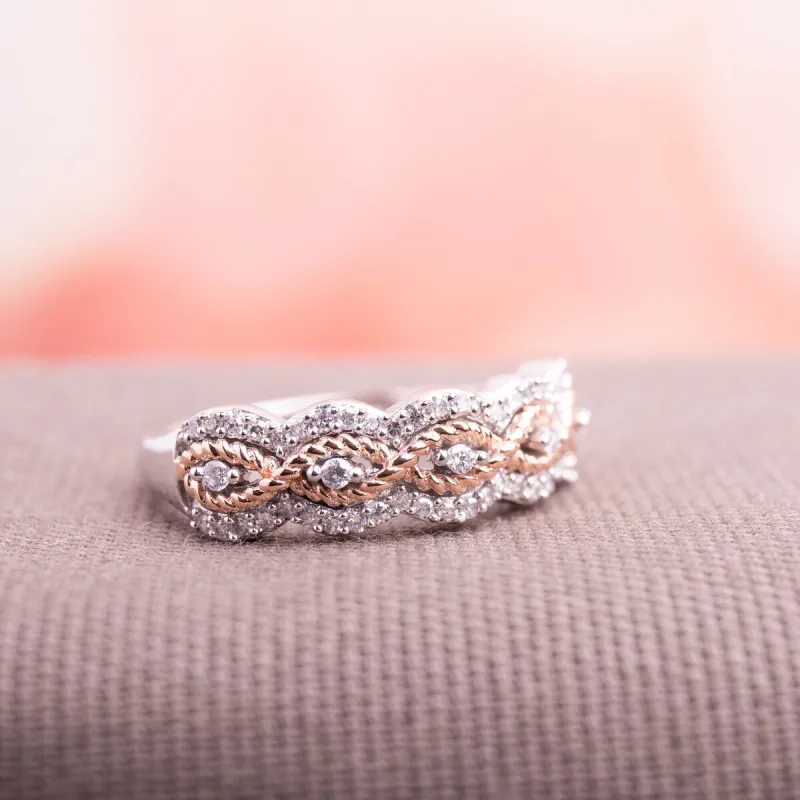 Miadora Signature Collection 2-Tone 10k Rose and White Gold 1/4ct TDW Diamond Infinity Anniversary Band sold by Zulily