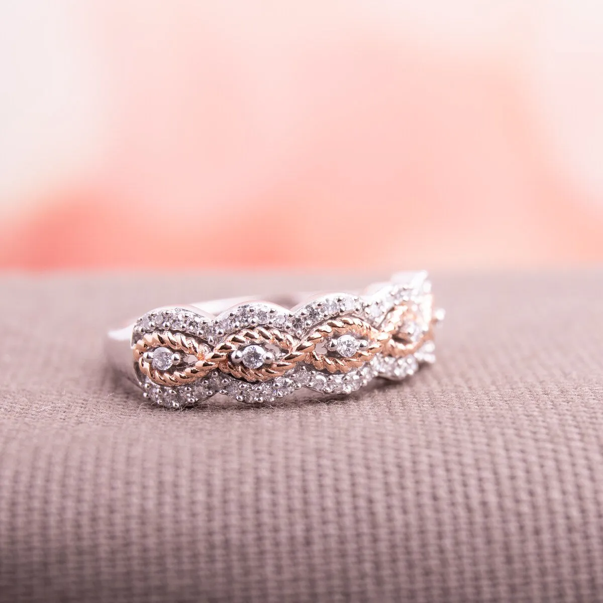 Miadora Signature Collection 2-Tone 10k Rose and White Gold 1/4ct TDW Diamond Infinity Anniversary Band sold by Zulily