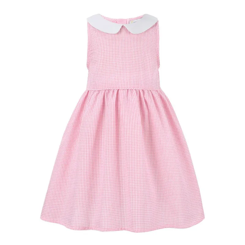 Pink Gingham Peter Pan Collar Sleeveless A-Line Dress sold by Zulily