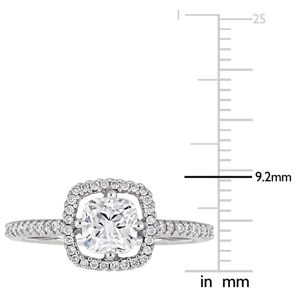 Miadora 14k White Gold 1 1/5ct TDW Diamond Cushion and Round-Cut Floating Halo Engagement Ring sold by Zulily product image thumbnail 3