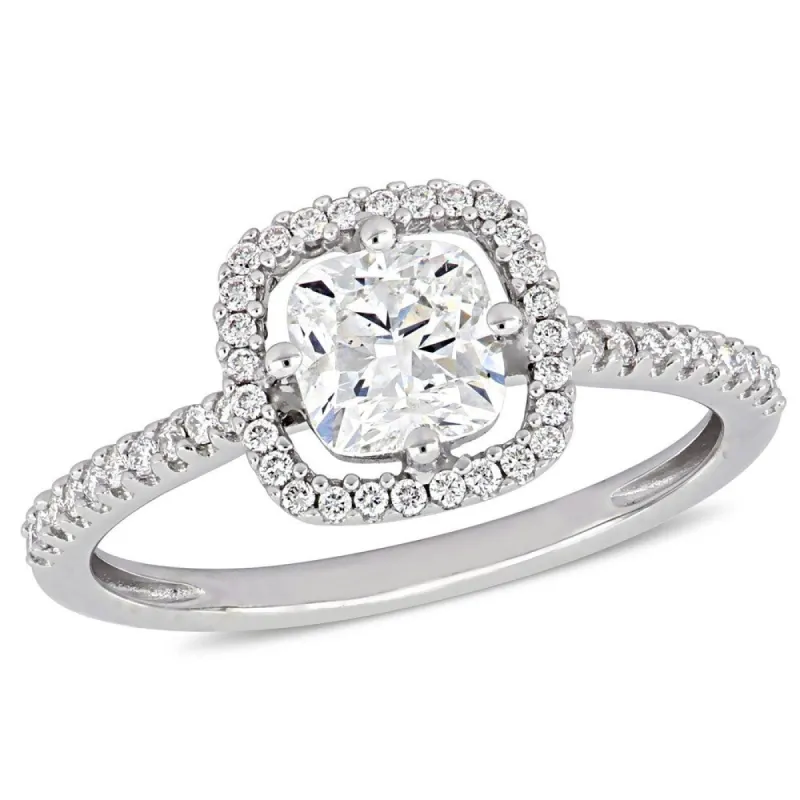 Miadora 14k White Gold 1 1/5ct TDW Diamond Cushion and Round-Cut Floating Halo Engagement Ring sold by Zulily