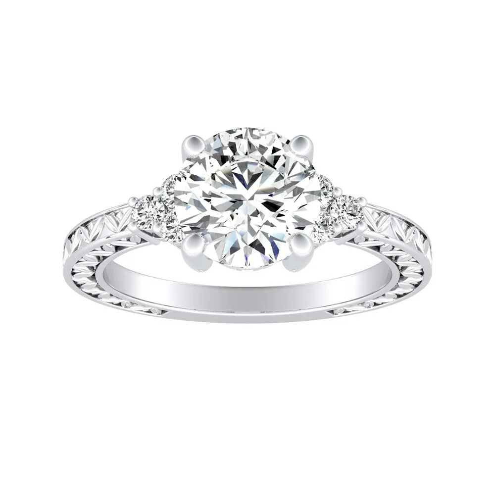 Auriya 14k Gold 3ct Vintage Inspired Round Moissanite and Diamond Engagement Ring sold by Zulily