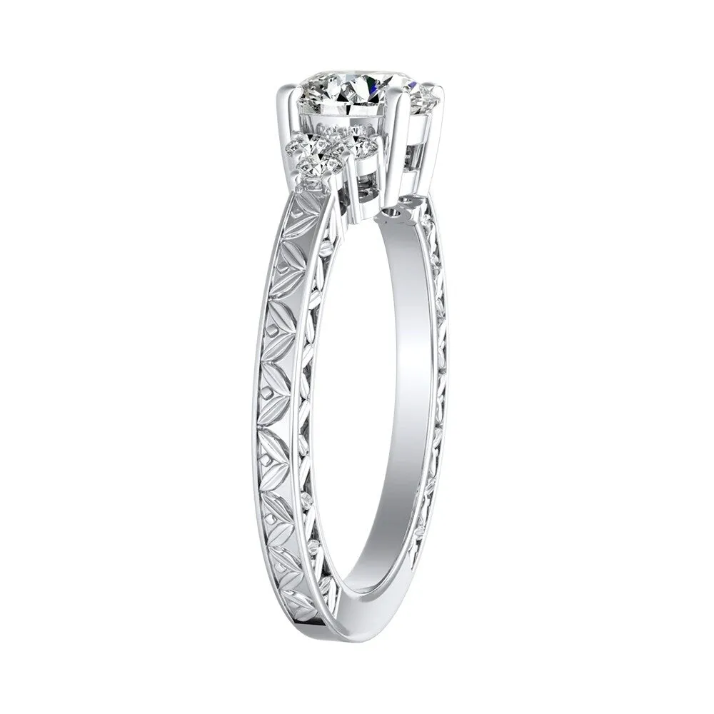 Auriya 14k Gold 3ct Vintage Inspired Round Moissanite and Diamond Engagement Ring sold by Zulily product image thumbnail 4