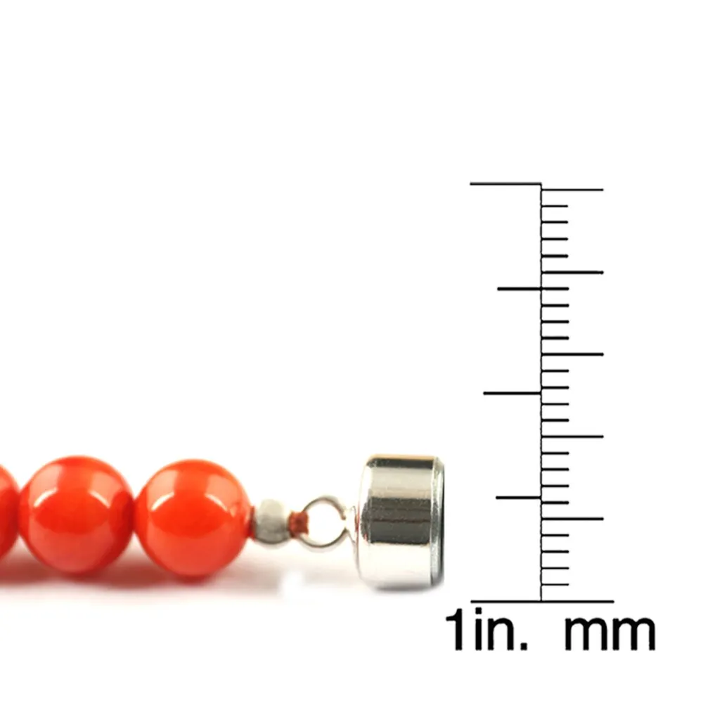 Sterling Silver 7.5mm Red Coral Bead Necklace (18-20 inches) sold by Zulily product image thumbnail 3