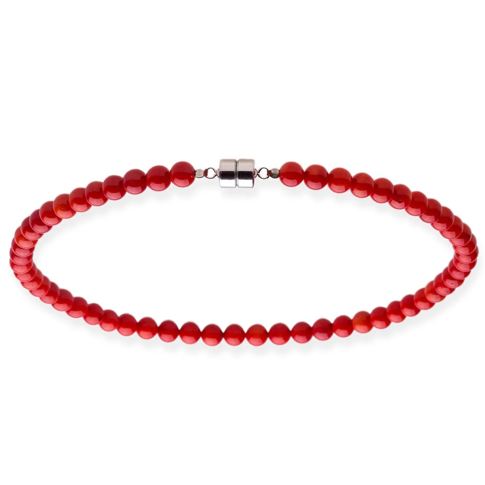 Sterling Silver 7.5mm Red Coral Bead Necklace (18-20 inches) sold by Zulily