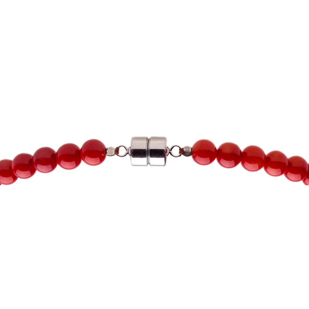 Sterling Silver 7.5mm Red Coral Bead Necklace (18-20 inches) sold by Zulily product image thumbnail 2
