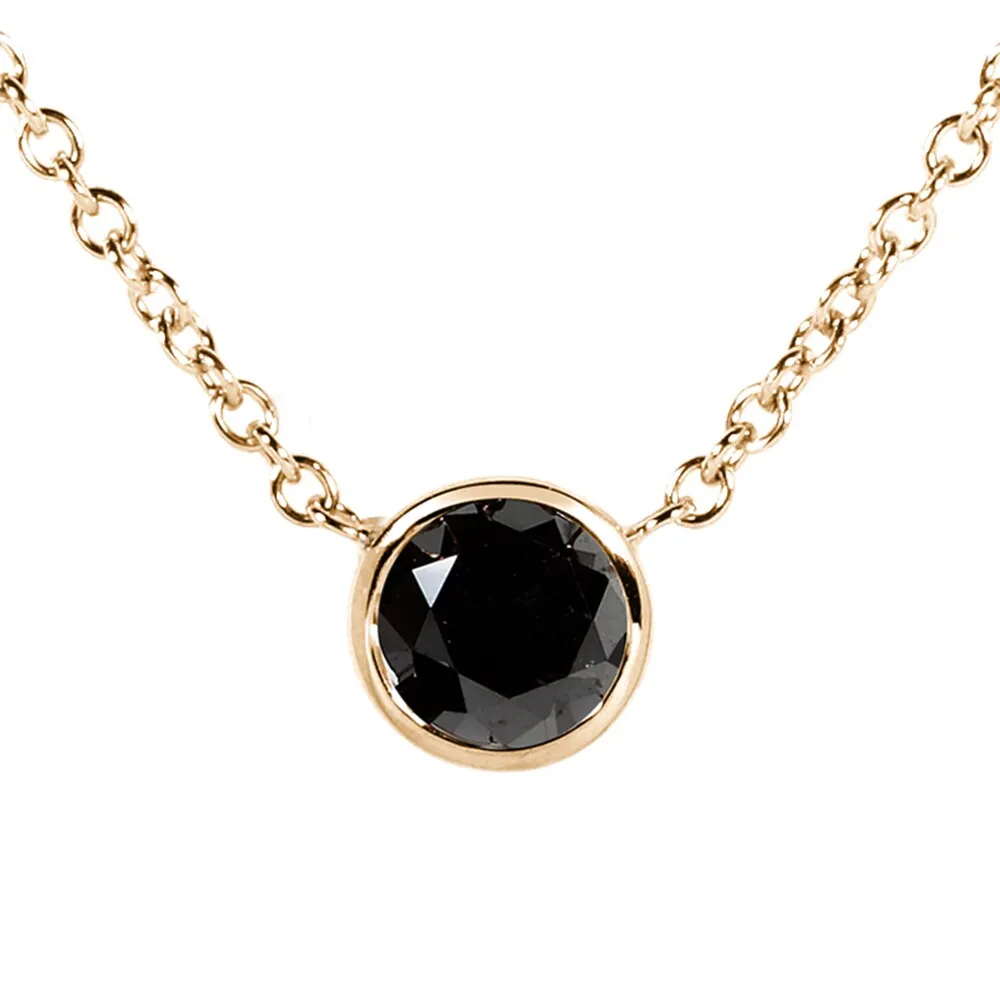 Annello by Kobelli 14k Yellow Gold 1/2ct Black Diamond Solitaire Bezel Pendant sold by Zulily