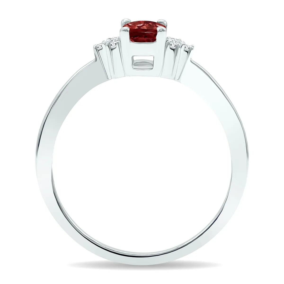 Women's Garnet and Diamond Half Moon Ring in 10K White Gold sold by Zulily product image thumbnail 2
