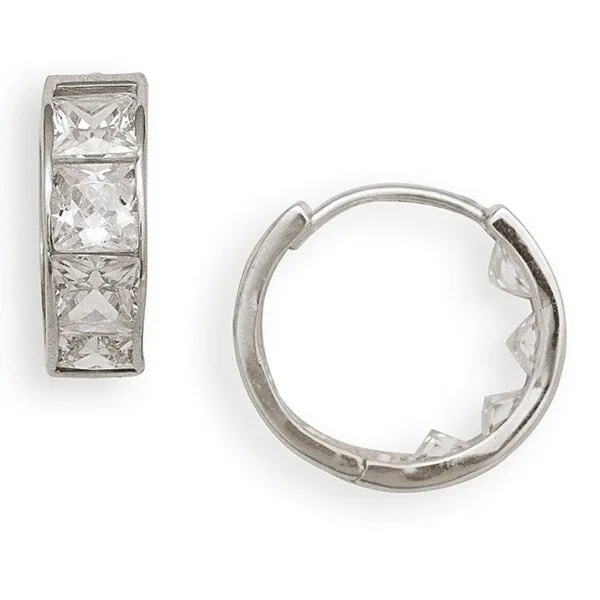 Curata 14k Gold Princess-cut Cubic Zirconia Hinged Hoop Earrings sold by Zulily