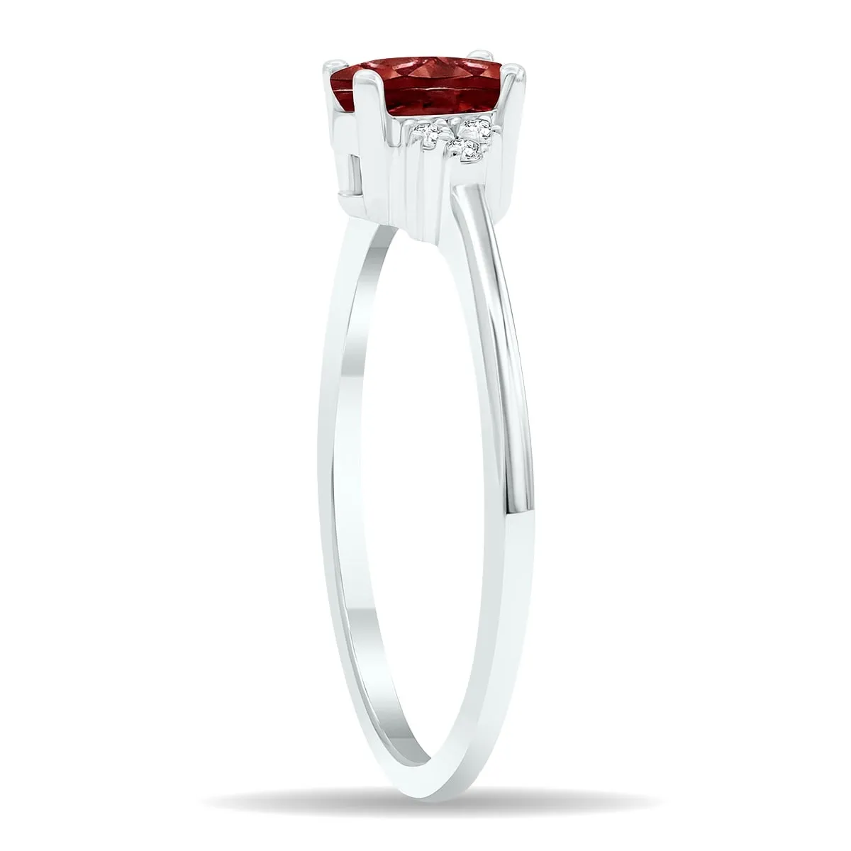 Women's Garnet and Diamond Half Moon Ring in 10K White Gold sold by Zulily product image thumbnail 3