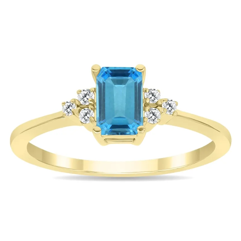 Blue Topaz and Diamond Regal Ring in 10k Yellow Gold sold by Zulily