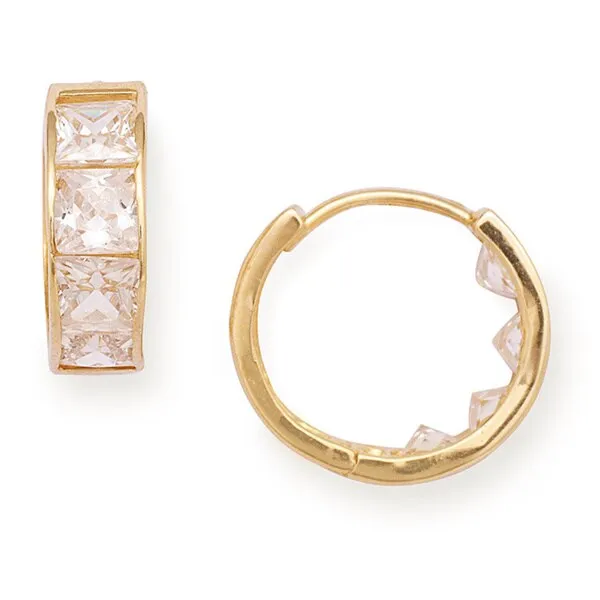 Curata 14k Gold Princess-cut Cubic Zirconia Hinged Hoop Earrings sold by Zulily product image thumbnail 2