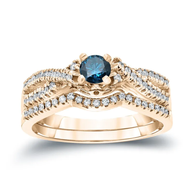Auriya 1/2ctw Infinity Inspired Blue Diamond Engagement Ring Set 14k Gold sold by Zulily