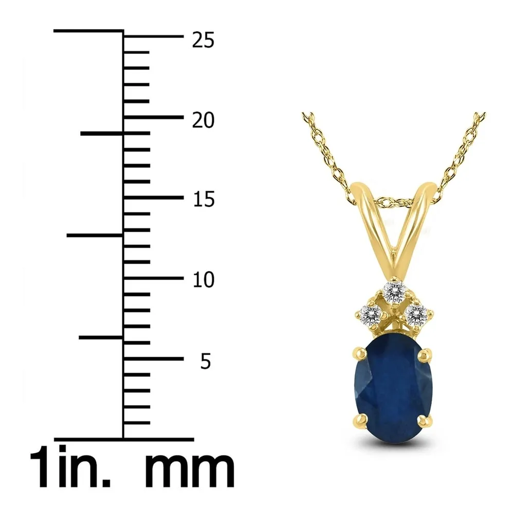 14K Yellow Gold 6x4MM Oval Sapphire and Diamond Pendant sold by Zulily product image thumbnail 3