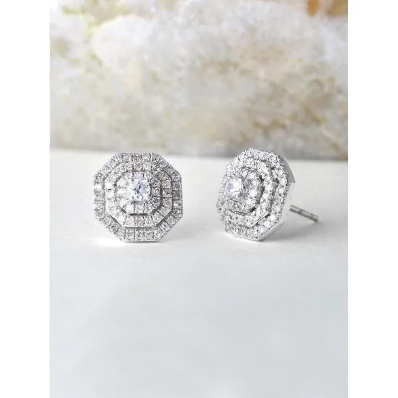 1/2ct TDW Diamond Halo Stud Earrings in 10k Gold by De Couer sold by Zulily