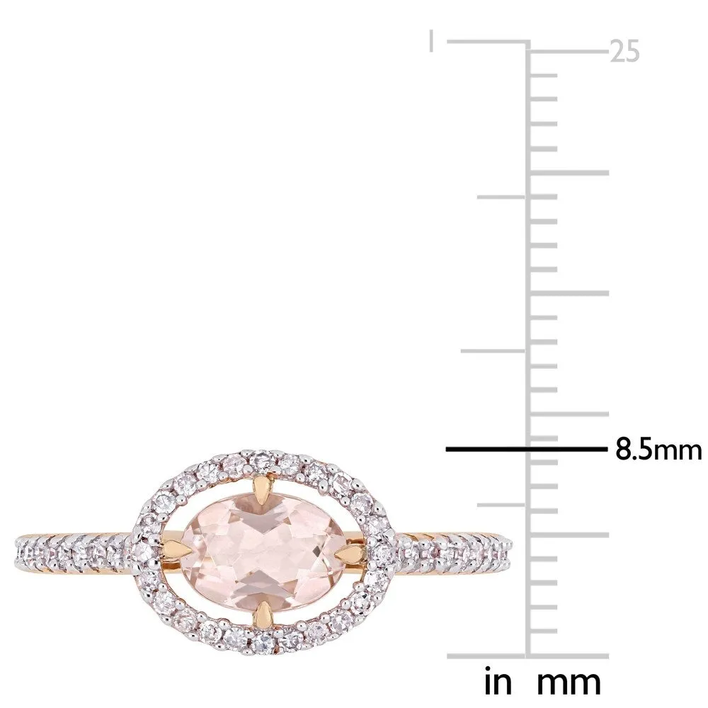 Miadora 14k Rose Gold Morganite and 1/4ct TDW Diamond Floating Oval Halo Ring sold by Zulily product image thumbnail 4