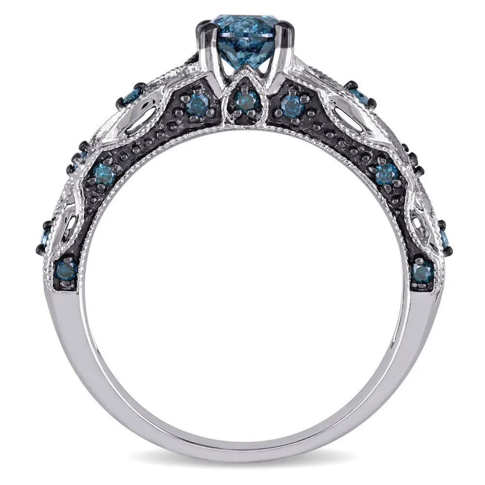 Miadora 10k White Gold 4/5ct TDW Blue Diamond Vintage Filigree Engagement Ring sold by Zulily product image thumbnail 4
