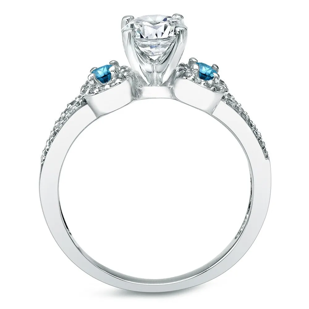 Auriya 14k Gold Round 1ctw 3-Stone Diamond Engagement Ring Set with Blue Diamond Accents sold by Zulily product image thumbnail 4