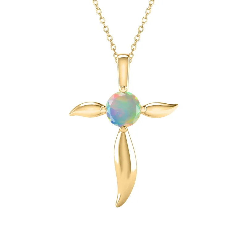 Gold Over Sterling Silver Ethiopian Opal Cross Pendant Gift for Her sold by Zulily