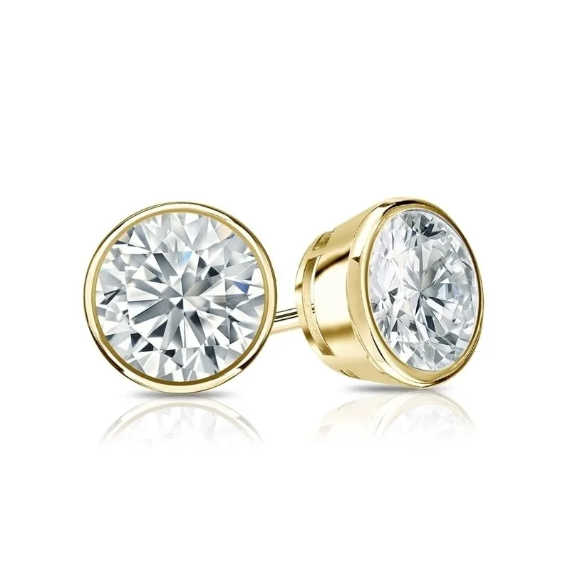 Auriya 1 1/2ct TW Round Bezel Set Diamond Stud Earrings 14kt Gold Certified sold by Zulily product image thumbnail 5