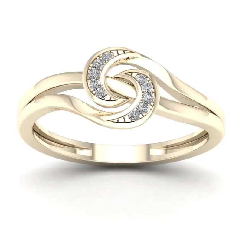 De Couer 1/20ct TDW Diamond Double Split Shank Fashion Ring - Yellow sold by Zulily