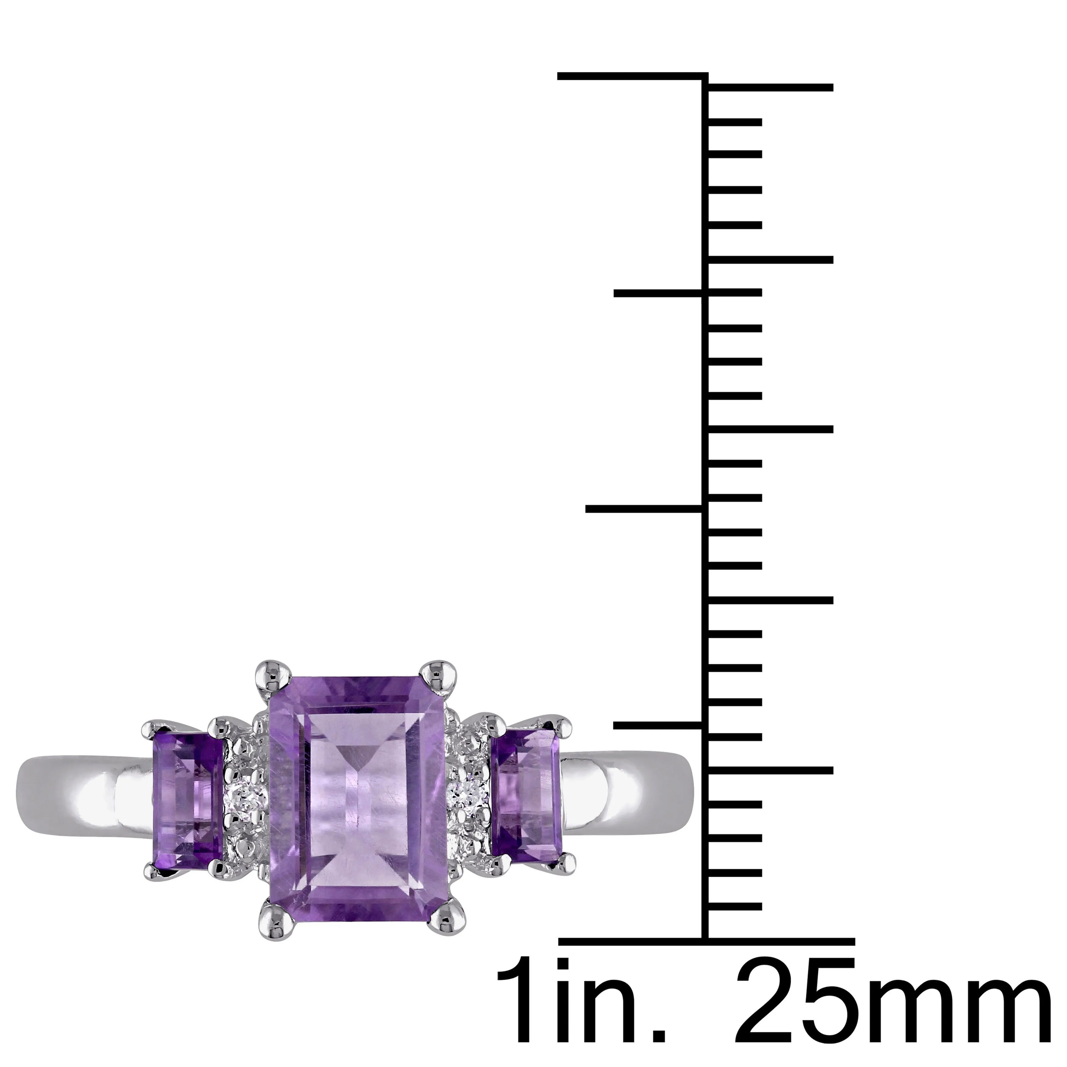 Miadora 1ct TGW Amethyst 3-Stone Ring with Diamond Accents in 10k White Gold sold by Zulily product image thumbnail 3