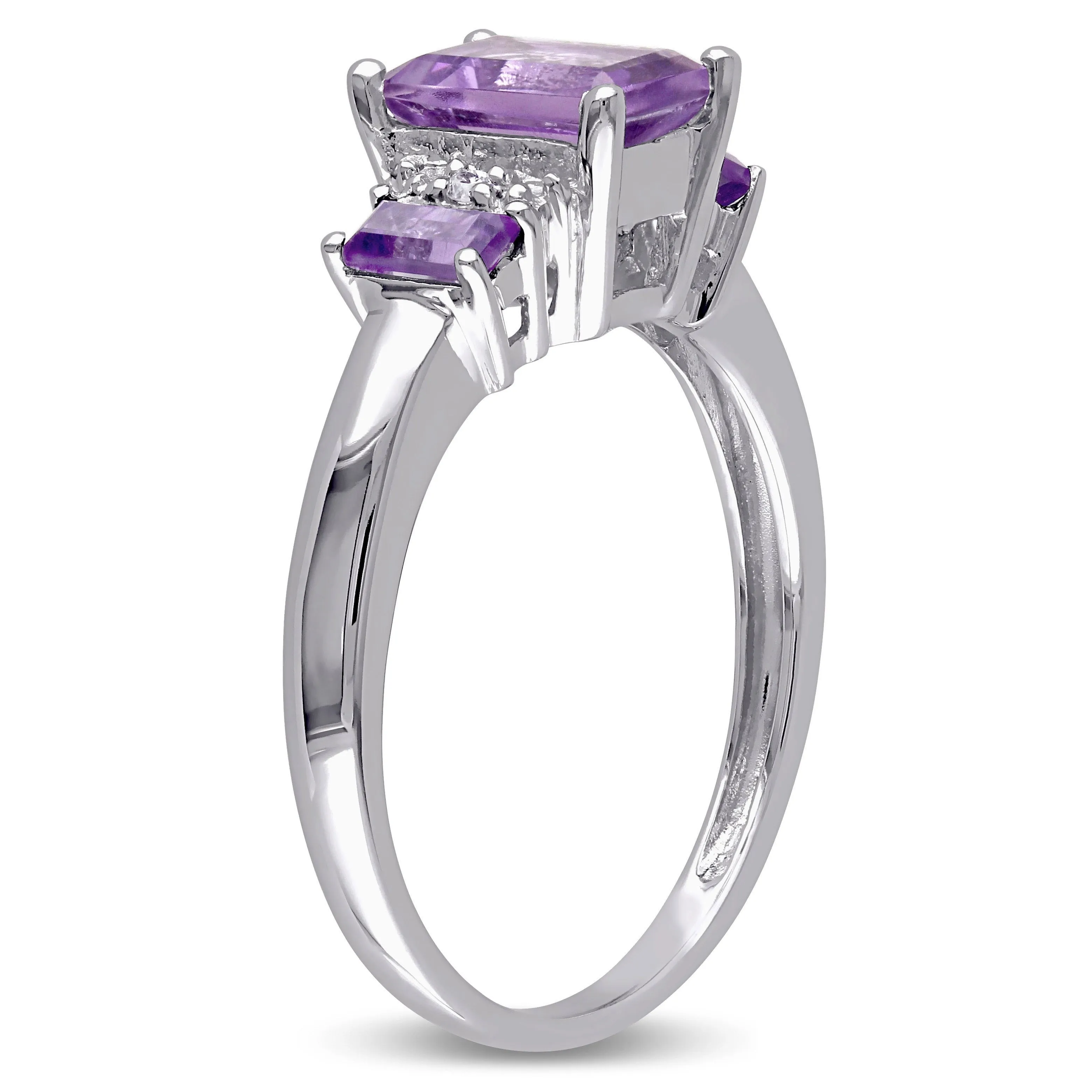 Miadora 1ct TGW Amethyst 3-Stone Ring with Diamond Accents in 10k White Gold sold by Zulily product image thumbnail 2