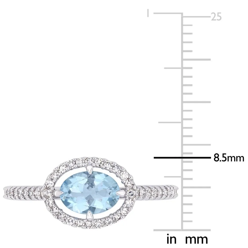 Miadora 10k White Gold Aquamarine and 1/4ct TDW Diamond Floating Oval Halo Ring sold by Zulily product image thumbnail 5
