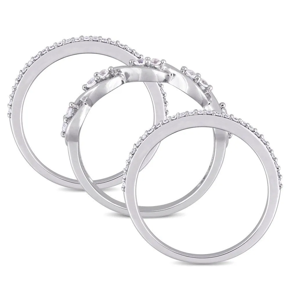 Miadora Signature Collection 14k White Gold 1/4ct TDW Diamond and White Sapphire 3-Piece Infinity Ri sold by Zulily product image thumbnail 3