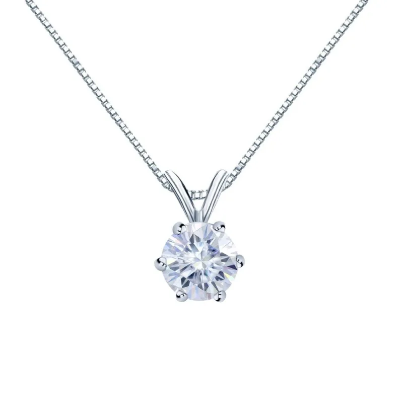Auriya 14k Gold 1/2ctw Round Solitaire Moissanite Necklace 6-prong Basket - 5 mm - 5 mm sold by Zulily